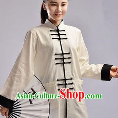 Top Linen Kung Fu Costume Martial Arts Kung Fu Training Uniform Tang Suit Gongfu Shaolin Wushu Clothing Tai Chi Taiji Teacher Suits Uniforms for Women