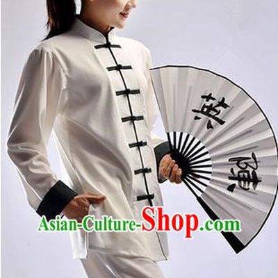 Top Cross Elastic Cotton Kung Fu Costume Martial Arts Kung Fu Training Uniform Tang Suit Gongfu Shaolin Wushu Clothing Tai Chi Taiji Teacher Suits Uniforms for Women