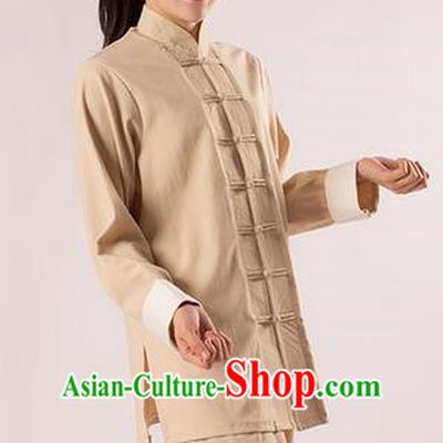 Top Cross Elastic Cotton Kung Fu Costume Martial Arts Kung Fu Training Uniform Tang Suit Gongfu Shaolin Wushu Clothing Tai Chi Taiji Teacher Suits Uniforms for Women