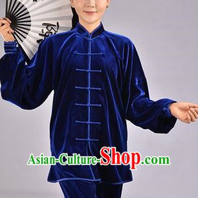 Top Upset South Korea Velvet Pleuche Kung Fu Costume Martial Arts Kung Fu Training Uniform Tang Suit Gongfu Shaolin Wushu Clothing Tai Chi Taiji Teacher Suits Uniforms for Women
