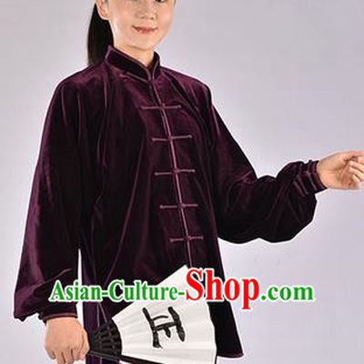 Top Upset South Korea Velvet Pleuche Kung Fu Costume Martial Arts Kung Fu Training Uniform Tang Suit Gongfu Shaolin Wushu Clothing Tai Chi Taiji Teacher Suits Uniforms for Women