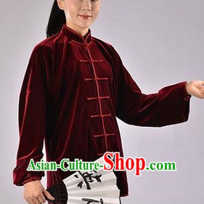 Top Upset South Korea Velvet Pleuche Kung Fu Costume Martial Arts Kung Fu Training Uniform Tang Suit Gongfu Shaolin Wushu Clothing Tai Chi Taiji Teacher Suits Uniforms for Women
