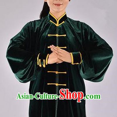 Top Upset South Korea Velvet Pleuche Kung Fu Costume Martial Arts Kung Fu Training Uniform Tang Suit Gongfu Shaolin Wushu Clothing Tai Chi Taiji Teacher Suits Uniforms for Women