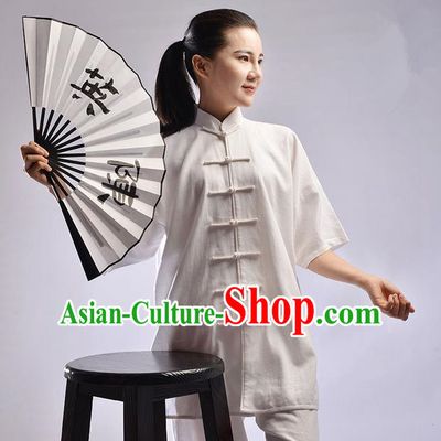 Top Linen Kung Fu Costume Martial Arts Kung Fu Training Uniform Gongfu Shaolin Wushu Clothing Tai Chi Taiji Teacher Suits Uniforms for Women