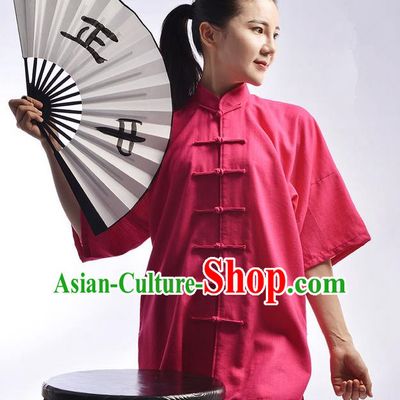 Traditional Chinese Top Linen Kung Fu Costume Martial Arts Kung Fu Training Uniform Tang Suit Gongfu Shaolin Wushu Clothing Tai Chi Taiji Teacher Suits Uniforms for Women
