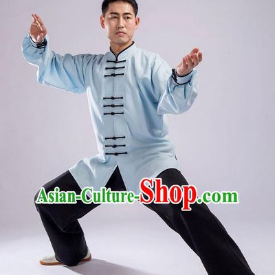 Top Chinese Traditional Natural Linen Kung Fu Costume Martial Arts Kung Fu Training Uniform Gongfu Shaolin Wushu Clothing Tai Chi Taiji Teacher Suits Uniforms for Men
