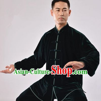 Top Thicken Pleuche Kung Fu Costume Martial Arts Kung Fu Training Uniform Gongfu Shaolin Wushu Clothing Tai Chi Taiji Teacher Suits Uniforms for Men