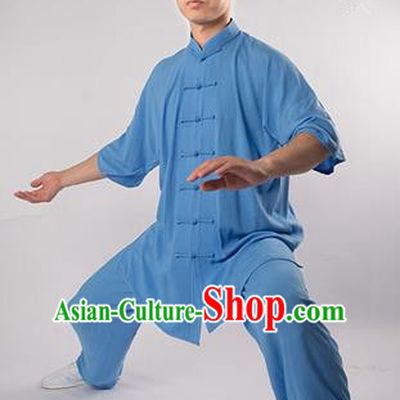 Top Noil Poplin Kung Fu Costume Martial Arts Kung Fu Training Uniform Gongfu Shaolin Wushu Clothing Tai Chi Taiji Teacher Suits Uniforms for Men