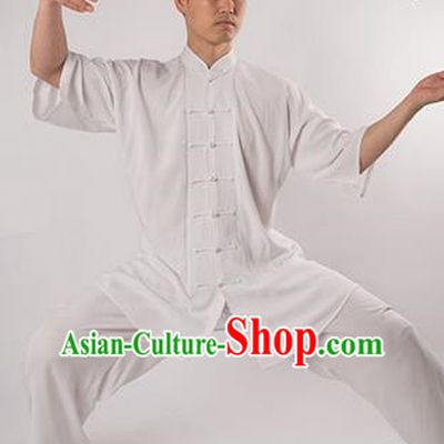 Top Noil Poplin Kung Fu Costume Martial Arts Kung Fu Training Uniform Gongfu Shaolin Wushu Clothing Tai Chi Taiji Teacher Suits Uniforms for Men
