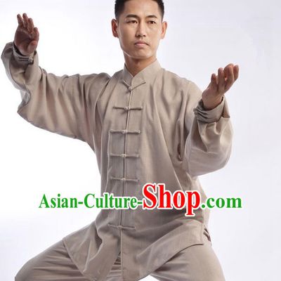 Traditional Chinese Top Signature Cotton Kung Fu Costume Martial Arts Kung Fu Training Uniform Gongfu Shaolin Wushu Clothing Tai Chi Taiji Teacher Suits Uniforms for Men