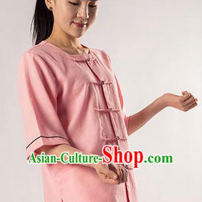Traditional Chinese Fine Linen Kung Fu Costume Martial Arts Kung Fu Training Uniform Tang Suit Gongfu Shaolin Wushu Clothing Tai Chi Taiji Teacher Suits Uniforms for Women