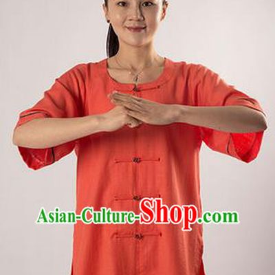 Traditional Chinese Fine Linen Kung Fu Costume Martial Arts Kung Fu Training Uniform Tang Suit Gongfu Shaolin Wushu Clothing Tai Chi Taiji Teacher Suits Uniforms for Women