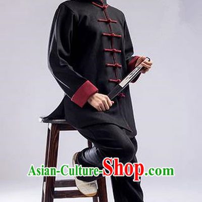 Traditional Chinese Thickening Cotton Linen Kung Fu Costume with Velvet Martial Arts Kung Fu Training Uniform Tang Suit Gongfu Shaolin Wushu Clothing Tai Chi Taiji Teacher Suits Uniforms for Women
