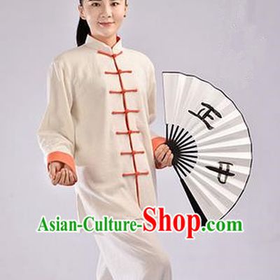 Traditional Chinese Thickening Cotton Linen Kung Fu Costume Martial Arts Kung Fu Training Uniform Tang Suit Gongfu Shaolin Wushu Clothing Tai Chi Taiji Teacher Suits Uniforms for Women