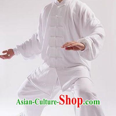 Traditional Chinese Linen Kung Fu Costume Martial Arts Kung Fu Training Uniform Tang Suit Gongfu Shaolin Wushu Clothing Tai Chi Taiji Teacher Suits Uniforms for Men