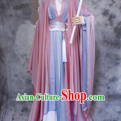 Chinese Ancient Cosplay Costumes, Chinese Traditional Embroidered Princess Clothes, Ancient Chinese Cosplay Fairy Costume Complete Set For Women