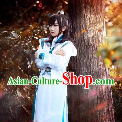 Chinese Ancient Cosplay Costumes, Chinese Traditional Embroidered Royal Prince Clothes, Ancient Chinese Cosplay Swordsman Knight Costume Complete Set for Men