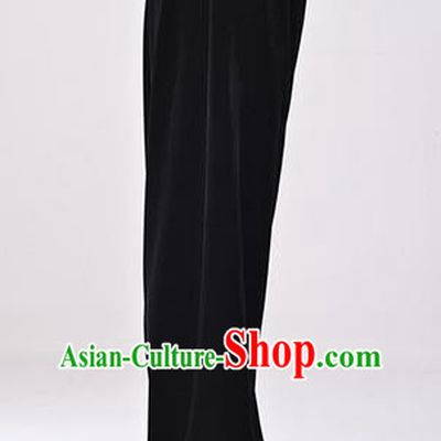 Traditional Chinese Thicken Pleuche Kung Fu Trousers, Martial Arts Kung Fu Training Trousers Tang Suit Gongfu Shaolin Wushu Clothing Tai Chi Taiji Teacher Pants for Men