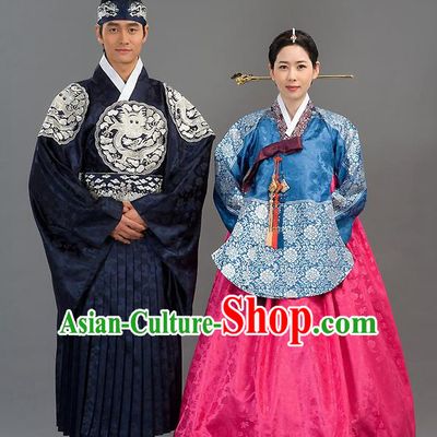 Traditional Korean Costumes Imperial Consort Wedding Dress, Asian Korea Hanbok Court Bride Embroidered Clothing for Women