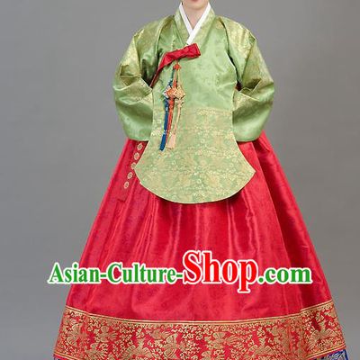 Traditional Korean Costumes Imperial Consort Wedding Red Dress, Asian Korea Hanbok Court Bride Embroidered Clothing for Women