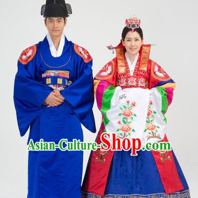 Traditional Korean Costumes Palace Lady Formal Attire Ceremonial Wedding Purple Dress, Asian Korea Hanbok Bride Embroidered Clothing for Women