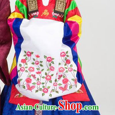 Traditional Korean Costumes Palace Lady Formal Attire Ceremonial Wedding Dress, Asian Korea Hanbok Bride Embroidered Clothing for Women