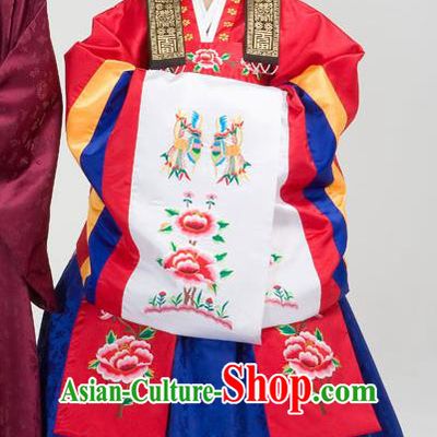 Traditional Korean Costumes Palace Lady Formal Attire Ceremonial Wedding Dress, Asian Korea Hanbok Court Bride Embroidered Clothing for Women
