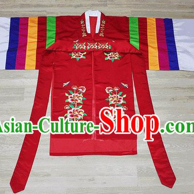Traditional Korean Costumes Palace Lady Formal Attire Ceremonial Wedding Dress, Asian Korea Hanbok Court Bride Embroidered Clothing for Women