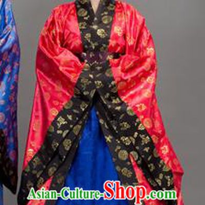 Traditional Korean Costumes Bride Formal Attire Ceremonial Queen Red Full Dress, Korea Court Embroidered Wedding Clothing for Women
