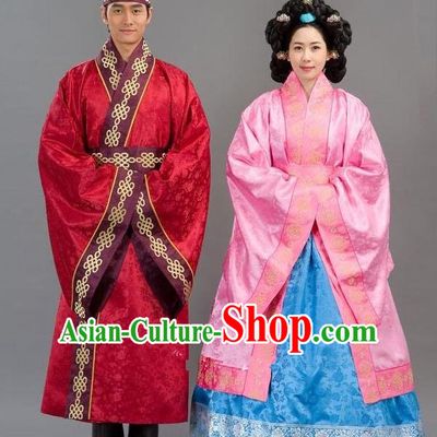 Traditional Korean Costumes Emperor and Empress Formal Attire Ceremonial Wedding Clothing, Asian Korea Hanbok Embroidered Clothing for Women for Men