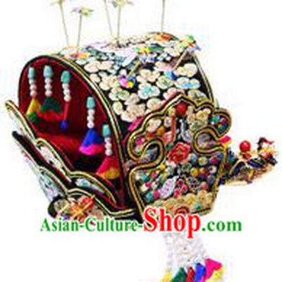 Traditional Korean Palace Lady Hair Crown Formal Attire Ceremonial Hair Accessories, Asian Korea Hanbok Bride Embroidered Headwear for Women