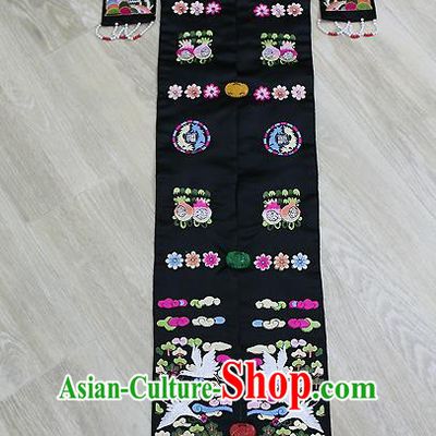 Traditional Korean Palace Lady Hair Accessories Black Headband, Asian Korea Hanbok Bride Embroidered Headwear for Women