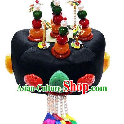 Traditional Korean Palace Lady Hair Accessories Hair Crown, Asian Korea Hanbok Bride Hat Headwear for Women