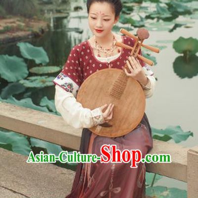 Traditional Chinese Tang Dynasty Imperial Concubine Embroidered Costume, Asian China Ancient Hanfu Palace Lady Dress Clothing