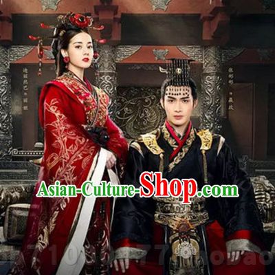 Traditional Ancient Chinese Imperial Lady Wedding Dresses with Long Trail
