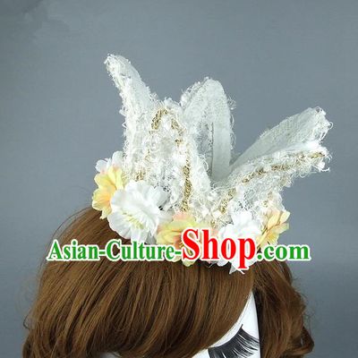 Top Grade Handmade Princess Hair Accessories Model Show White Lace Royal Crown, Baroque Style Bride Deluxe Headwear for Women