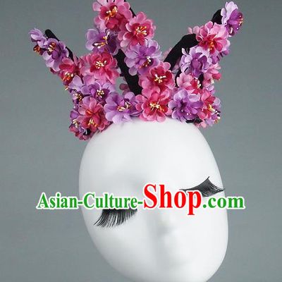 Top Grade Handmade Princess Hair Accessories Model Show Pink Flowers Royal Crown, Baroque Style Bride Deluxe Headwear for Women