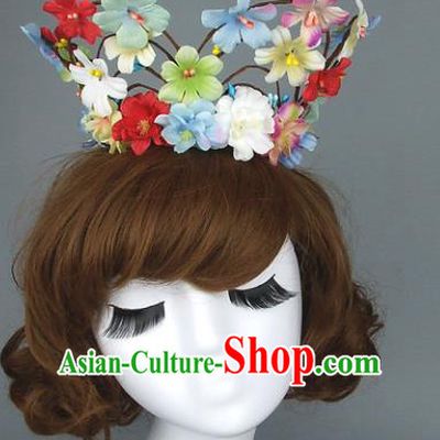 Top Grade Handmade Hair Accessories Model Show Rattan Plaited Flowers Royal Crown, Baroque Style Bride Deluxe Headwear for Women