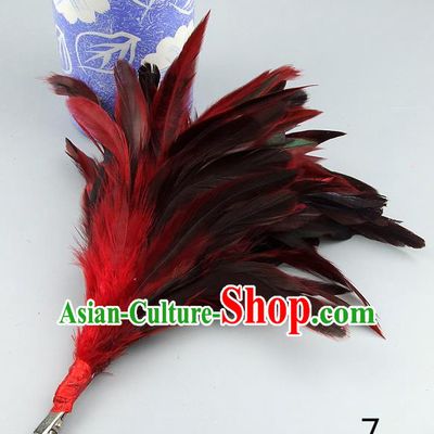 Top Grade Handmade Latin Dance Hair Accessories Red Black Feather Hair Claw, Baroque Style Wedding Bride Hair Stick for Women