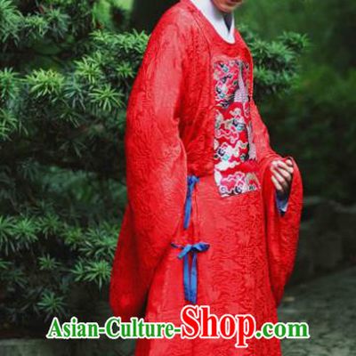Traditional Chinese Ming Dynasty Emperor Wedding Embroidered Costume, Asian China Ancient Hanfu Bridegroom Clothing for Men