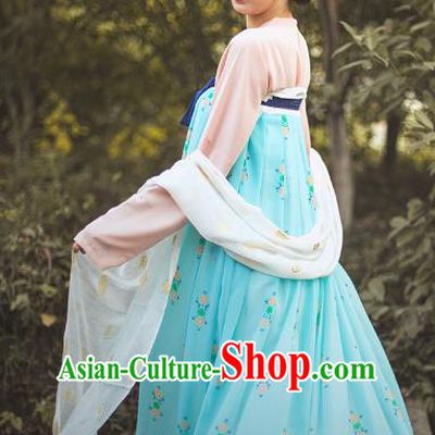 Traditional Chinese Tang Dynasty Princess Embroidered Costume, Asian China Ancient Hanfu Slip Skirt Clothing for Women