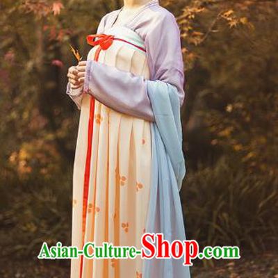 Traditional Chinese Tang Dynasty Palace Lady Embroidered Costume, Asian China Ancient Hanfu Princess Slip Skirt Clothing for Women
