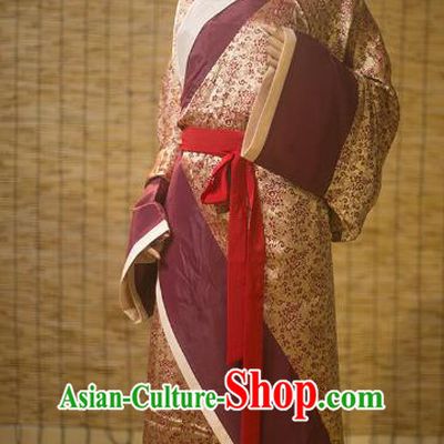 Traditional Chinese Han Dynasty Palace Lady Embroidered Costume, Asian China Ancient Hanfu Curve Bottom Clothing for Women