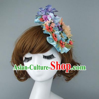 Top Grade Handmade Wedding Hair Accessories Model Show Flowers Hair Stick, Baroque Style Bride Deluxe Headwear for Women
