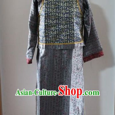 Traditional Ancient Chinese Manchu Royal Highness Mandarin Jacket Costume, Asian Chinese Qing Dynasty Emperor Grey Clothing for Men