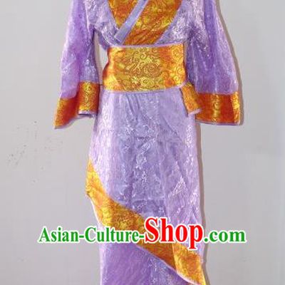 Asian China Ancient Han Dynasty Palace Lady Costume, Traditional Chinese Hanfu Embroidered Purple Curve Bottom Clothing for Women