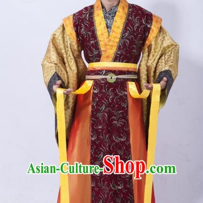 Traditional Ancient Chinese Royal Highness Costume, Asian Chinese Han Dynasty Emperor Clothing for Men