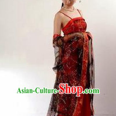 Traditional Ancient Chinese Palace Lady Dance Costume, Asian Chinese Tang Dynasty Imperial Consort Red Dress Clothing for Women