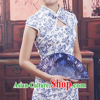 Traditional Chinese National Costume Tang Suit Qipao, China Ancient Cheongsam Silk Chirpaur Dress for Women
