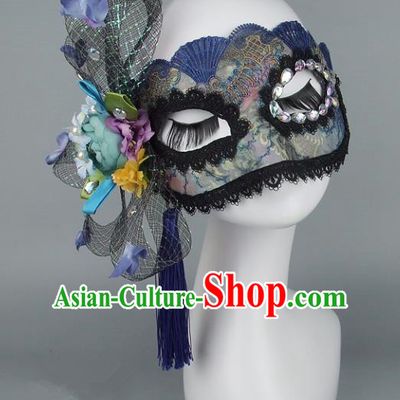 Top Grade Handmade Exaggerate Fancy Ball Accessories Purple Mask, Halloween Model Show Ceremonial Occasions Face Mask